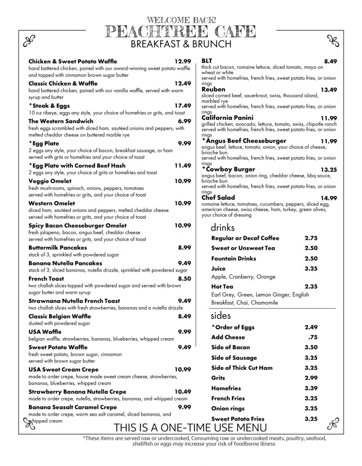 View our Menu Peachtree Cafe The best breakfast in Lawrenceville